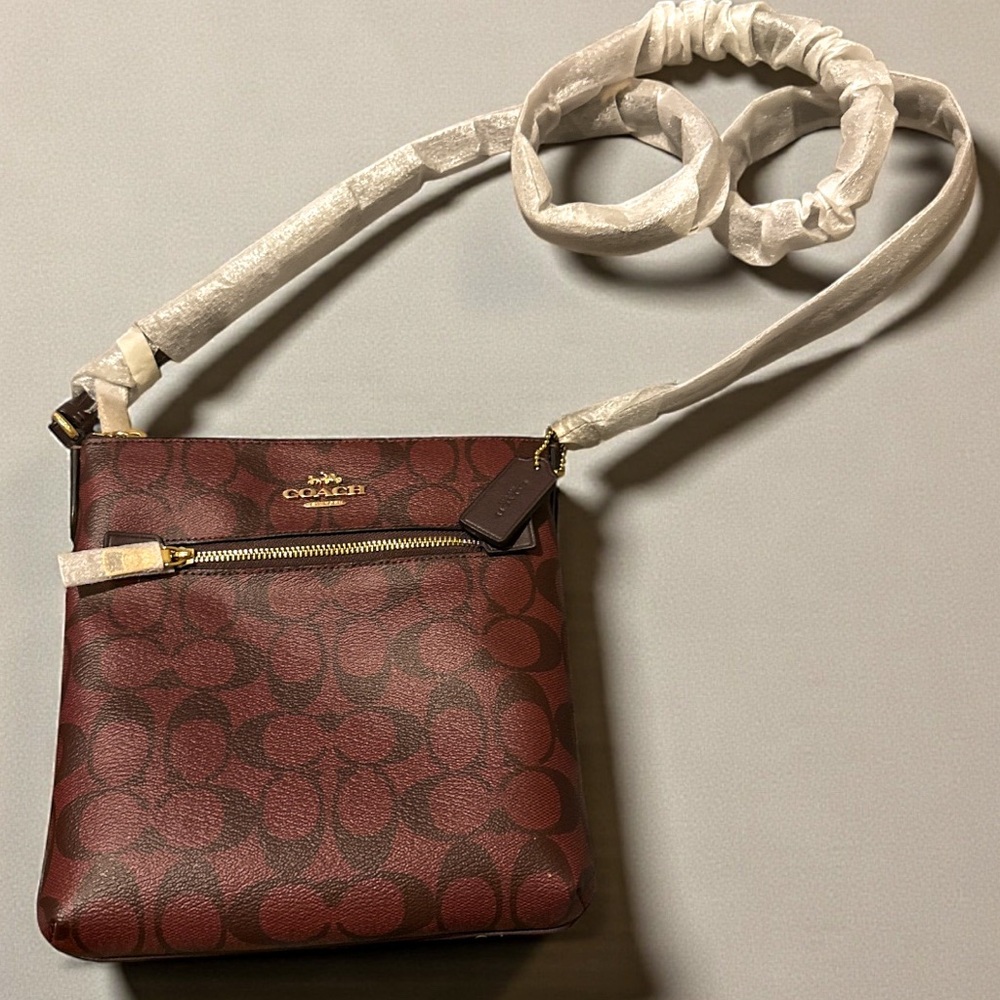Coach Burgundy Signature Mini RWN File Crossbody (NWT)